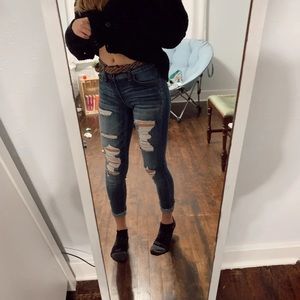 Dark wash ripped jeans